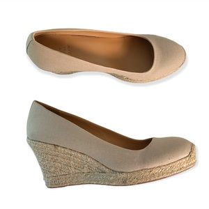 J. Crew Canvas Espadrille Wedges Nude Size 8.5